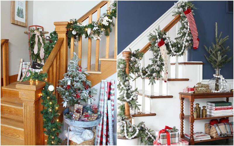 Mang vẻ đẹp hoàn hảo cho cầu thang dịp Giáng sinh nhờ lựa chọn đồ trang trí đúng điệu