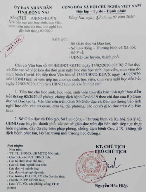 Thêm 2 tỉnh cho học sinh nghỉ hết tháng 2 để phòng dịch Covid-19 - Ảnh 2.