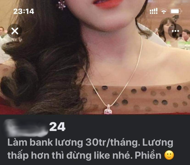 Cô gái 24 tuổi xinh đẹp làm ngân hàng gây tranh cãi vì yêu cầu tìm bạn trai: "Lương 30 triệu/ tháng, ai thấp hơn đừng làm phiền!" - Ảnh 1.
