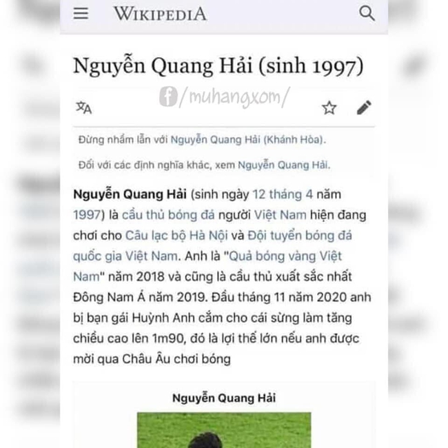 Huỳnh Anh vừa vướng scandal bị tố là "tuesday", Quang Hải bất ngờ cao thêm 30cm trên trang Wikipedia  - Ảnh 3.