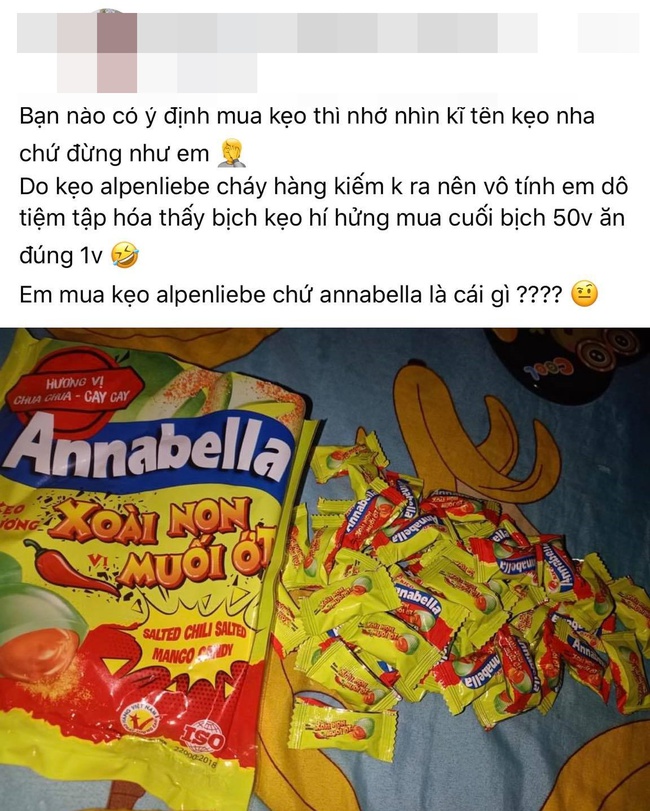 Vào tiệm tạp hóa mua kẹo, cô gái "chết đứng" khi thấy cái tên đã bị "nhái" rùng rợn, cả bịch 50 viên mà chỉ ăn có 1 miếng rồi bỏ hết đi - Ảnh 1.