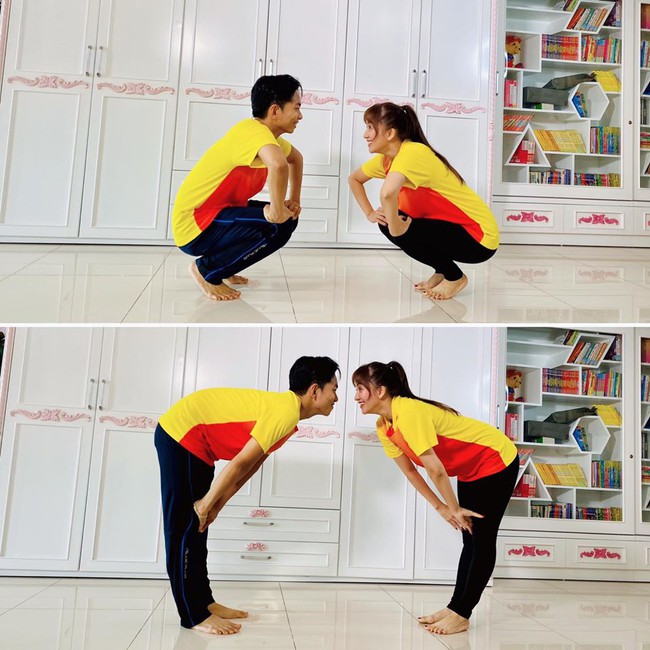 Khánh Thi và Phan Hiển chăm chỉ luyện tập thể thao lúc ở nhà tránh dịch.