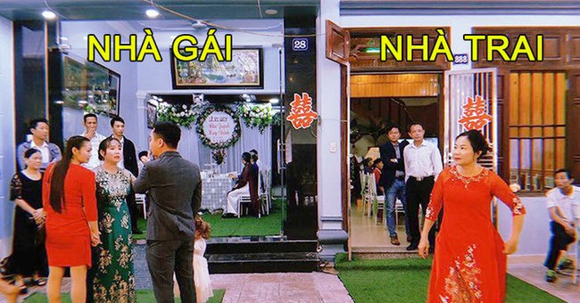 Hình ảnh đám cưới nhà trai nhà gái cách nhau một con đường, biển chỉ dẫn phải để ngay chính giữa để không nhầm lẫn nhưng dân mạng chỉ ra ngay một đặc điểm sai trái - Ảnh 4.