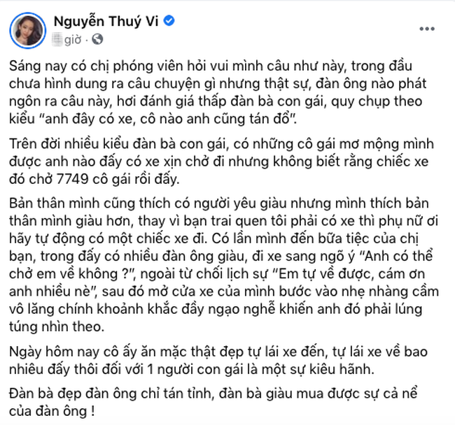 Thúy Vi có tuyên bố bất ngờ trước hottrend: "Chở đi 1 vòng Hà Nội trên con Mec, ai mà chả yêu" - Ảnh 2.