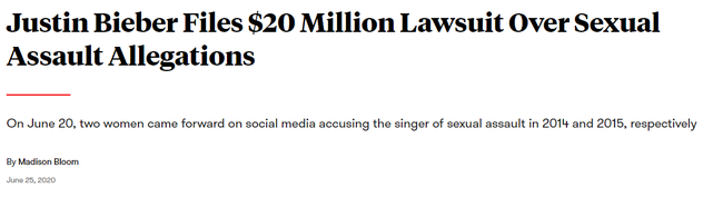 Justin Bieber đệ đơn kiện đòi những đối tượng vu khống anh tấn công tình dục phải bồi thường hơn 463 tỷ đồng vì tổn thất danh dự - Ảnh 1.
