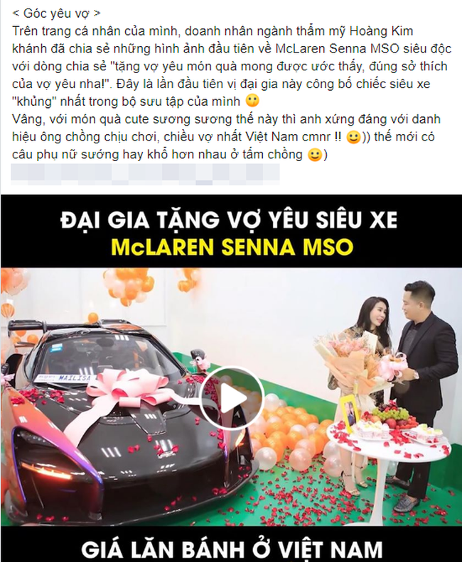 Ông chồng chịu chi bậc nhất: Sinh nhật vợ, chồng chi hơn 50 tỷ mua siêu xe độc nhất vô nhị tại Việt Nam - Ảnh 1.