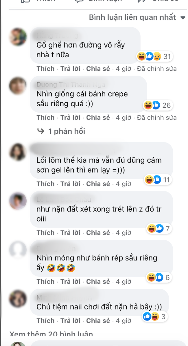 Cô gái chia sẻ bộ nail "cồng kềnh" giá 300 nghìn, dân mạng thi nhau so sánh: Vừa giống bánh crepe vừa giống đất nặn nhưng lại uốn lượn như đường lên rẫy - Ảnh 3.