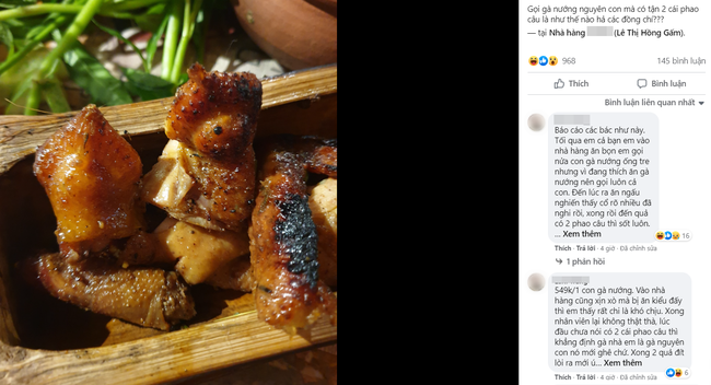 Gọi gà nướng nguyên con nhưng có tận 2 chiếc phao câu trong đĩa, thực khách phát hoảng bê lên mạng hỏi ngay: Đây có phải gà đột biến hay không?!? - Ảnh 1.