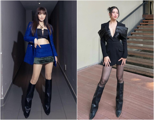 Đụng nhau đôi boots siêu kén dáng: Kém tới 10cm mà Minh Hằng như "ngang cơ" Tiểu Vy, nhưng hình hậu trường lại "bóc mẽ" tất cả - Ảnh 4.