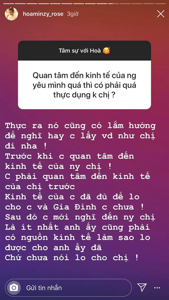 Được hỏi về vấn đề kinh tế của người yêu, Hòa Minzy trả lời đầy bất ngờ - Ảnh 2.