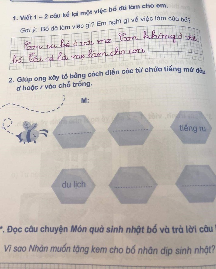 Bài văn tả công việc của BỐ vỏn vẹn 18 từ khiến ai nấy tưởng đùa nhưng đọc xong lại lén lau nước mắt: Con thật thà đáng yêu quá! - Ảnh 1.