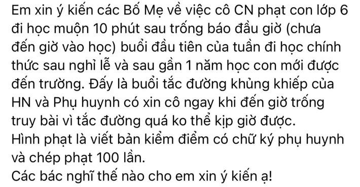 Con vừa trở lại trường, cô giáo có hành động bất ngờ khiến phụ huynh Hà Nội bức xúc, phải đăng đàn xin ý kiến: Chuyển trường nhanh cho con còn kịp - Ảnh 1.